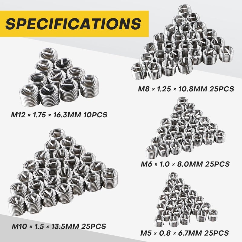 Acymner 131PCS Metric Thread Repair Kit | HSS Drill Helicoil Set for M5 M6 M8 M10 M12 | Premium Automotive Engine Repair Tools - Image 3